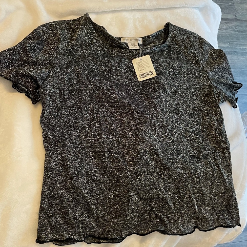 UO Lettuce detail shimmer crop top